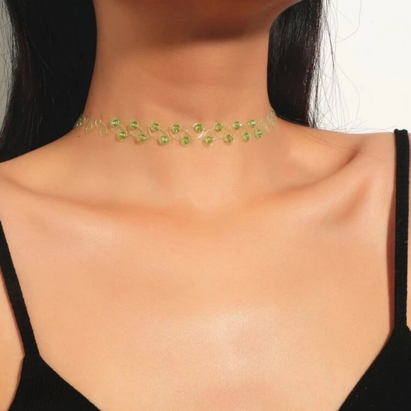 🎀 Awesome clear glass beaded tattoo choker necklace 🎀 - Picture 1 of 3